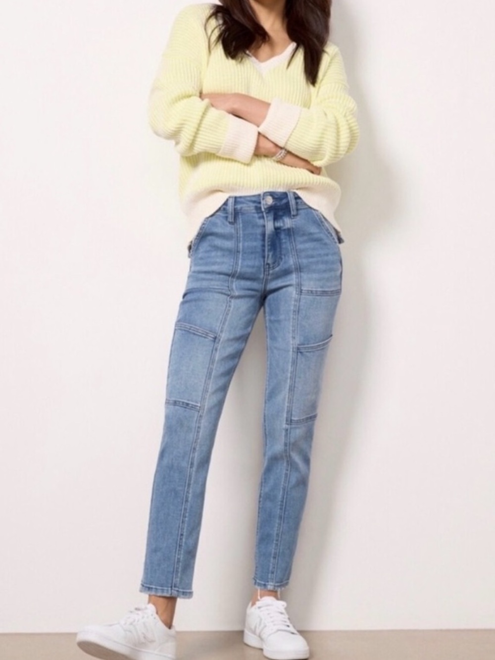Kut from the Kloth Reese Light Blue Straight-Leg Panel Jeans